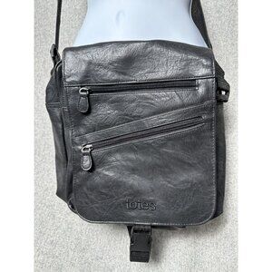 Vintage Totes Shoulder Bag Purse Black 90s Pockets Zip Adjustable Travel 90s